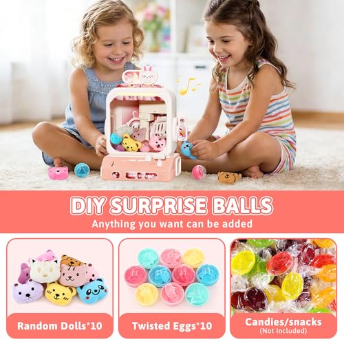Claw Machine for Kids, Mini Vending Machines with Music Candy Grabber Prize Dispenser Toys for Girls Boys Age 3 4 5 6, Pink Electronic Claw Game Machine for Party Birthday Chirstmas Gifts (Rabbit)