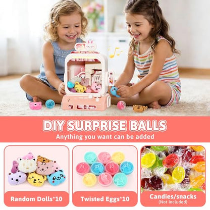 Claw Machine for Kids, Mini Vending Machines with Music Candy Grabber Prize Dispenser Toys for Girls Boys Age 3 4 5 6, Pink Electronic Claw Game Machine for Party Birthday Chirstmas Gifts (Rabbit)