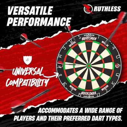 Ruthless | Marksman Dart Board | Professional Level Ultra Thin Wire Sisal Dartboard for Steel Tip Darts (DB072)