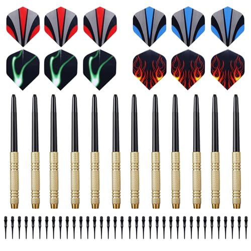 12 Pack Soft Tip Darts Set 14 Grams Darts Soft Tip Set Kit Professional Darts with Drat Flights and Soft Tips for Dartboard