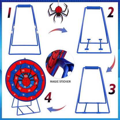 Large Dart Board for Kids, Kids Double-Sided Dart Board with Sticky Balls and Darts, Indoor/Outdoor Sport Fun Party Play Game Toys, Gifts for 3 4 5 6 7 8 9 10 11 12 Year Old Boys Girls - style: M032