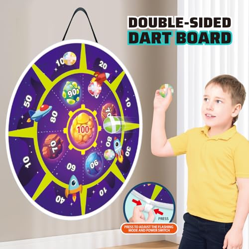 Light Up Dart Board for Kids | Large 29" Shooting Game with 2 Toy Guns & 20 Soft Foam Bullets | Game Room Dartboard | Indoor & Outdoor Wall Games | Holiday & Birthday Gift for Boys & Girls 5+ Yrs Old