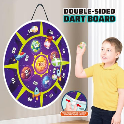 Light Up Dart Board for Kids | Large 29" Shooting Game with 2 Toy Guns & 20 Soft Foam Bullets | Game Room Dartboard | Indoor & Outdoor Wall Games | Holiday & Birthday Gift for Boys & Girls 5+ Yrs Old