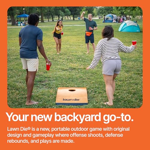 Lawn Die Wood Outdoor Toss Game Board - 24 x 46 in, 1 Target - Portable Folding Design for Yard Games - Unpredictable Silicone Dice for Lawn Games - style: Single Board