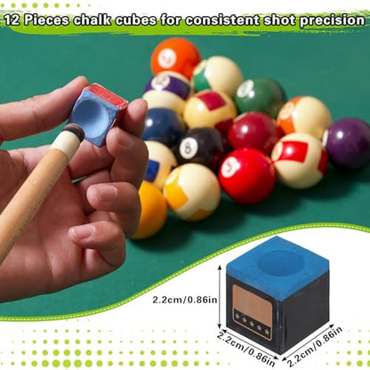31 Pcs Pool Table Balls Billiard Accessory Kit with 16 Table Balls 1 Triangle Billiard Rack 1 Diamond Holder 12 Rack Cue Chalks 1 Brush for Friend Travel Office Desk Games Bartop - color: Claret