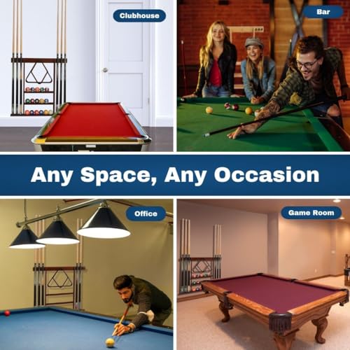 Wall Mount Cue Rack, Billiard Pool Cue Stick holder, Premium Quality Made in TAIWAN, Solid Hardwood, Cue Rack Only - color: Black