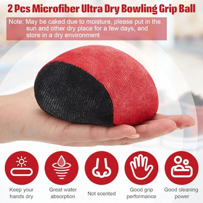 Lewtemi Microfiber Ultra Dry Bowling Grip Ball, 2 Pcs Microfiber Bowling Rosin Bags for Hands for Golf Lifting Rock Climbing Tennis Gymnastics - color: Red and Black
