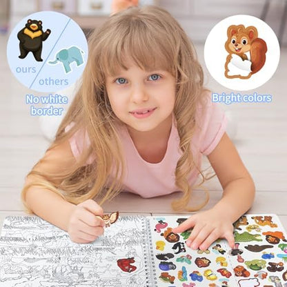 Kalysky Find the Animal Sticker Book for Kids Ages 4-8 | 400+ Stickers | Travel Activity for Plane, Car & Road Trip - color: Animal
