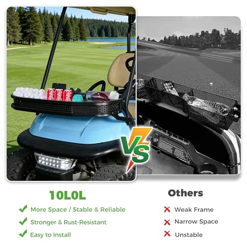 10L0L Golf Cart Front Cargo Basket for EZGO TXT/RXV、Club Car DS/Precedent、Yamaha G22/G29 - Heavy-Duty Steel Mesh Storage Rack, Gas/Electric Compatible - color: Club Car Precedent