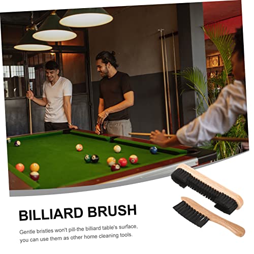 Happyyami 2pcs Wooden Pool Table Brush Set Billiard Cleaner for Dust Removal Includes Brush Rail Cleaner Essential Billiards Accessory for Club Home Use