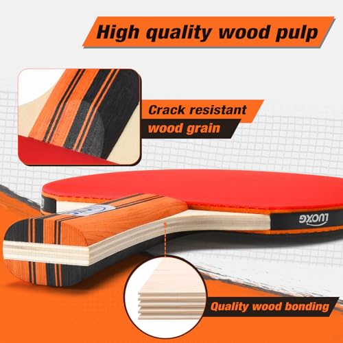 Portable Ping Pong Paddles Set of 2 with Table Tennis Net and Balls | 2‑Player Ping Pong Paddles Set with 3‑Star Balls, Retractable Net and Portable Case, Perfect for Family Games
