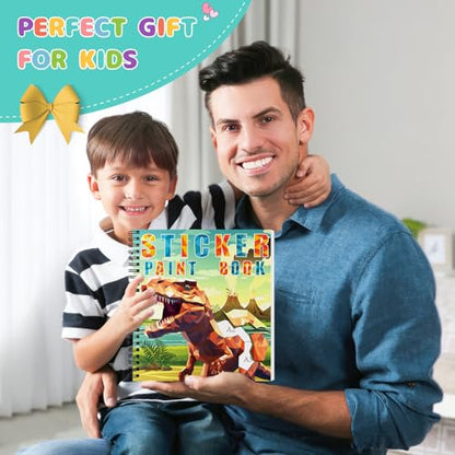 homicozy 3PCS Sticker Paint Books for Kids Ages 4-10,Dinosaur Astronaut Ocean Animals Designs Paint by Stickers,Sticker by Numbers,Party Birthday Gifts for Boys 4-10,Create 30 Pictures at a Time - style: Style2-3PCS