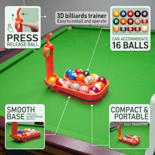 3D Printed Precision Pool Ball Rack: Professional Billiards Training Tool for Perfect Ball Placement, Fast Setup, Portable Design with Complete Maintenance Kit (Screwdriver/Rubber Bands) - color: orange