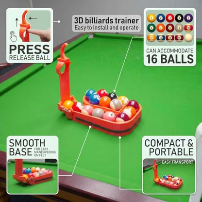 3D Printed Precision Pool Ball Rack: Professional Billiards Training Tool for Perfect Ball Placement, Fast Setup, Portable Design with Complete Maintenance Kit (Screwdriver/Rubber Bands) - color: orange