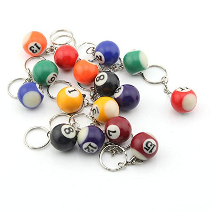 16 Assorted Colorful Billiards Pool Ball Keychain