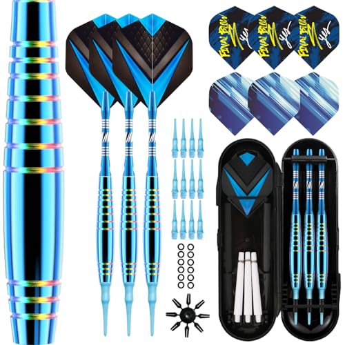 Soft Tip Darts Sets - Soft Tip Darts for Electronic Dartboard Plastic Tip Darts Set with Aluminum Shafts + Extra 3 Dart Flights 3 Replace Plastic Shafts - color: blue
