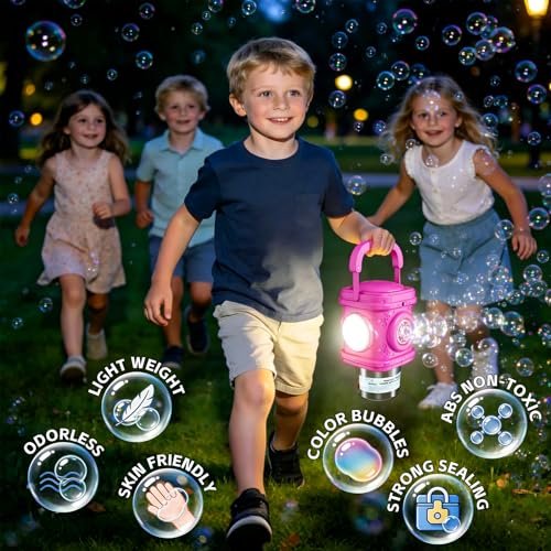 Bubble Machine for Kids, Remote Control Street Lamp Bubble Machine with Lights, Automatic Standing Bubble Tower, Outdoor Bubble Torch Toys for Wedding Summer Bubble Maker for Kids Ages 3 4 5 6 7 8 9