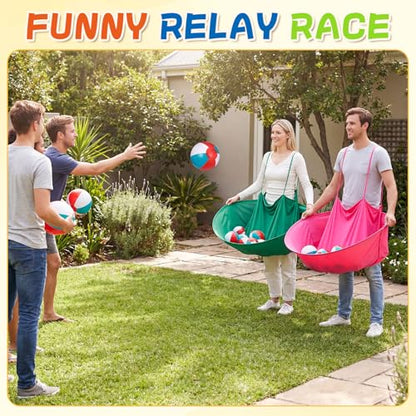 Ceenna Granny Skirt Outdoor Game, Inflatable Hilarious Ball Relay Set with Stretchy Granny Giant Skirt, Balls and Pump, Family Reunion Team Relay Game Party - color: Colorful