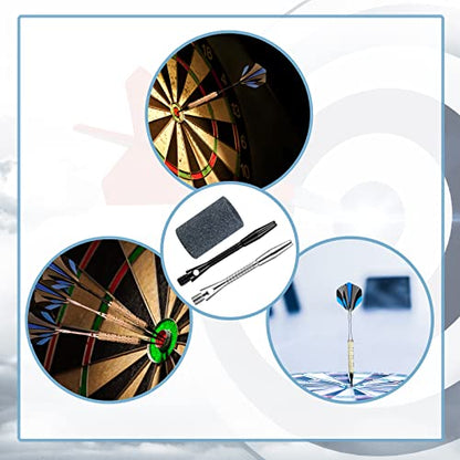 24 Pieces Aluminum Dart Shafts Shafts for Darts Steel Tip Soft Tip Dart Accessories 1.97 Inches Hard Metal Dart Stems with Rubber O Rings Darts Sharpener for Sports Outdoor Dart Flight (Black, Silver)