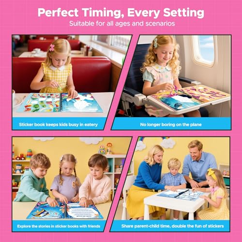 2PCS Paint by Number Sticker Book Travel Activities Essentials for Girls Kids Boys Ages 4-10 Road Trip & Airplane Toys & Long Car Rides, Birthday Present, Preschool Classroom Party Gifts - color: Mermaid,sea Animals