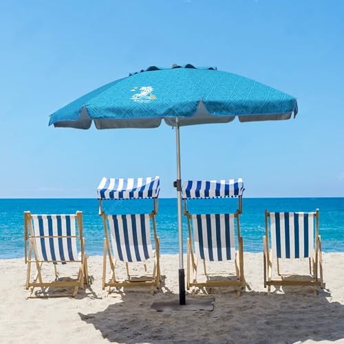 AMMSUN 7ft Heavy Duty High Wind Beach Umbrella with Sand Anchor & Tilt Sun Shelter UPF 50+ Protection Outdoor Sunshade Umbrellas Carry Bag for Patio Garden Pool Backyard Teal - color: Sky Whirlpool Teal