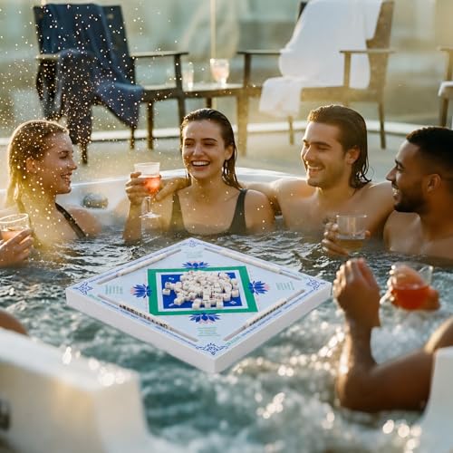 19x19 Inches Mahjong Floating Game Table for Pool Adults Pool Games Tray for Mah Jong Card Games Dominoes Poker Floater Tables for Indoor Outdoor Swimming Pool Hot Tub Lake(Blue Green) - style: Blue Green