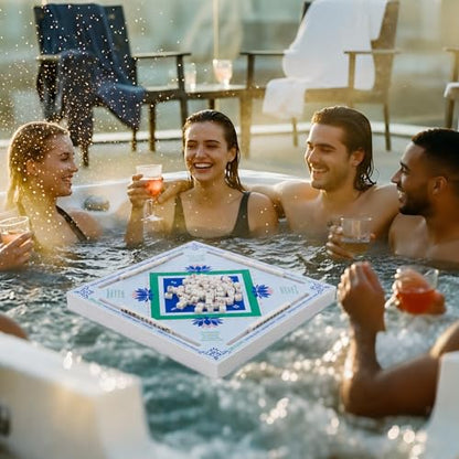 19x19 Inches Mahjong Floating Game Table for Pool Adults Pool Games Tray for Mah Jong Card Games Dominoes Poker Floater Tables for Indoor Outdoor Swimming Pool Hot Tub Lake(Blue Green) - style: Blue Green