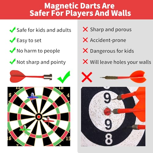 Magnetic Dart Board Games for Kids with 12 Darts Outdoor Toys for Boys Age 8-13 Cool Stuff Gifts Ideas for Teenage Boy Girls Age 8 9 10 11 12 13 14 15 16 Game Room Decor