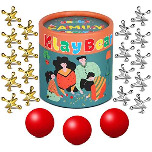 Metal Jacks Game with Ball, Classic Jax Game for Kids 8-12 & Adults, Vintage Jacks and Ball Set Retro Toy. Nostalgic Old School Jackstones Game from 50s-80s, Indoor & Outdoor Play. 18 Jacks & 3 Balls - color: Innovative Games