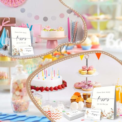 Guess How Many Kisses Bridal Shower Games,Wedding Party Game,Guess How Many baby shower games,Adults Family Large Groups,Birthday Party Game & Activities 50 Cards And Sign - size: mushroom