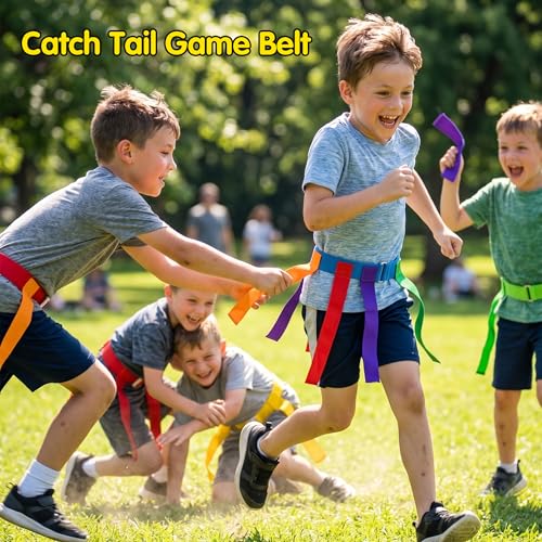 LINAYE Outdoor Field Day Games for Kids Adults, Carnival Lawn Yard Family Reunion Survivor Games Activities Tug of War Rope, Potato Sack Race Bags, Ring Toss,Catch Tail Game Belt for Birthday Party