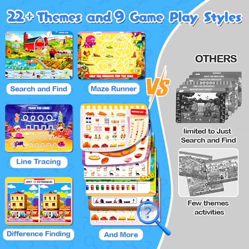 Baobrava Search and Find Game Books - Preschool Learning Activities for Kids Age 3-8, Travel Games for or Road Trip Car Airplane, Educational Seek Activity Birthday Gifts for Boys and Girls - style: Search and Find Book Game