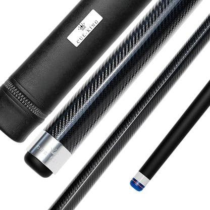 Cue-King Pool Cue Military-Grade Carbon Fibre 58” 18oz 2 Piece with 12.5mm Premium Tip Finished in Gloss Exposed Carbon Fibre, Professional Pool Cue - style: With Premium Case
