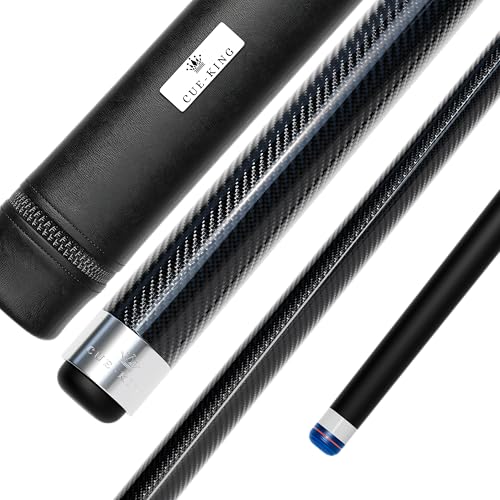 Cue-King Pool Cue Military-Grade Carbon Fibre 58” 18oz 2 Piece with 12.5mm Premium Tip Finished in Gloss Exposed Carbon Fibre, Professional Pool Cue - style: With Premium Case