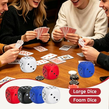 Large Foam Dice, 4 PCS 2.36 Inch Soft Jumbo Dice Set – 6 Sided Squeeze Stress Relief Game Dice for Family Game Night, Party Supplies - color: Multi-color