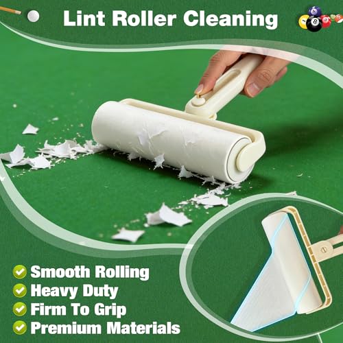 Pool Table Brush Accessories 10 Set，Billiards Pool Table Brush Cleaning Kit with 2 Wooden Brushes, Pool Cue Stick Cleaning Cloth, Billiards Cue Head Protective Sheath, Sticky Lint Roller