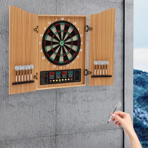 Dart Boards Electronic Dart Board LED Electric Digital Dart Boards Multiplayer Dart Board with 12 Darts Casual Dartboard Cabinet for Offices, Gardens, Party Rooms
