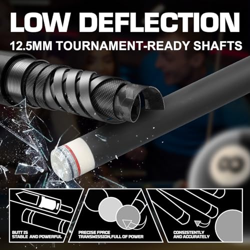 Banly Carbon Fiber Pool Cue Stick - Billiard Pool Stick for Adults, Low Deflection Pool Stick with Metal Ring Professional Cue Stick with Box Case - color: Silver