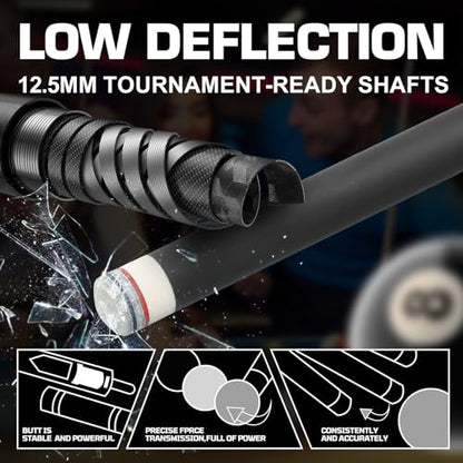 Banly Carbon Fiber Pool Cue Stick - Billiard Pool Stick for Adults, Low Deflection Pool Stick with Metal Ring Professional Cue Stick with Box Case - color: White