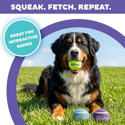 Outward Hound FlyFetch Squeaker Ballz Dog Toy, Squeaking Fetch & Retrieve Tennis Balls, Floats in Water, Compatible with FlyFetch Launch-A-Ball, 2.5", 3-Pack - color: Squeaker Ballz Multi