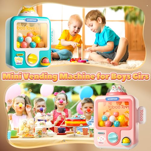 Skirfy Vending Machine Kids Toys Mini Claws Machine 12 Erasers Operated Gumball Prize Machine Maker Game Claws Machine Easter Game Sensory Toys Dolls Gifts（Pink） - color: Pink