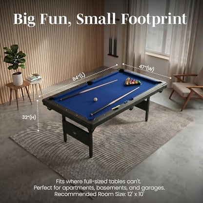 Hathaway Fairmont Folding Pool Table for Family & Home Use Includes Full Set of Billiard Balls, Cues, Chalk, Triangle and Carrying Bag, Portable Space-Saving Table