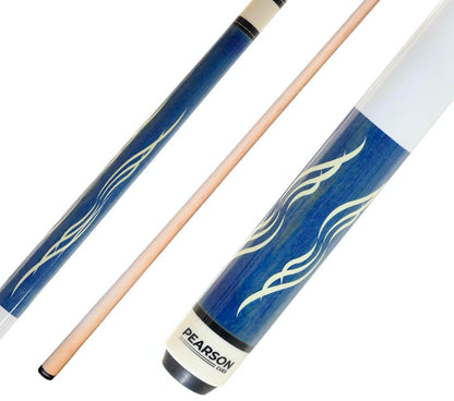 PEARSON P-58 Two-Piece Billiards Pool Cue Stick w/White Gloss Grip - Available in Red/Blue/Grey - color: Blue, size: 21 oz