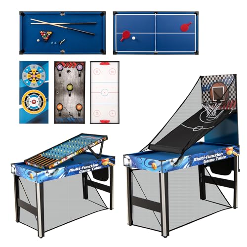 GYMAX Multi Game Table, 10 in 1 Combo Game Table Includes Table Tennis, Basketball, Soccer, Hockey, Archery, Shooting, Darts & Pinball for Home, Game Room, Friends & Family with Complete Accessories