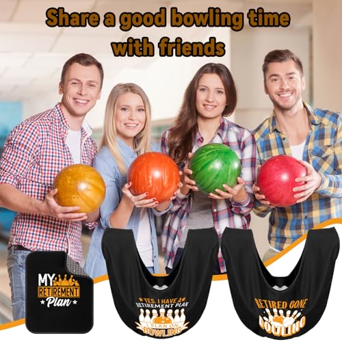 Hahafelt 3 Pcs Bowling Ball Polisher Gifts Microfiber Bowling Seesaw Bag with 10'' x 8'' Bowling Towel Shammy Pad Bowling Accessories for Bowlers Women Bowling Lovers - style: Retirement