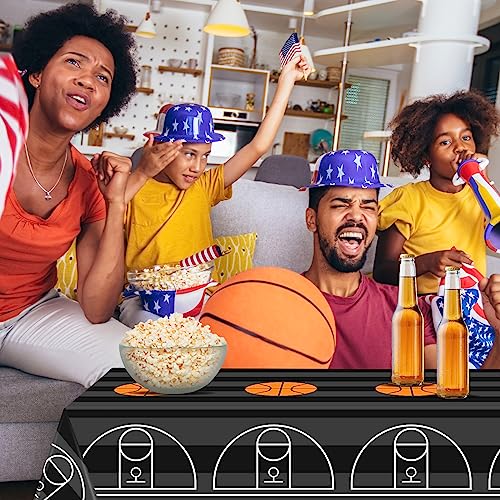 Mixweer 2 Pcs Basketball Plastic Tablecloth Birthday Party Decorations 54 x 108 Inch Basketball Field Rectangular Plastic Table Cover for Sports Theme Fan Sports Event Game Day Birthday Party Supplies