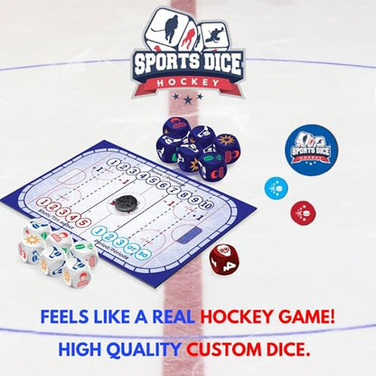 FoxMind-Games: Sports Dice-Hockey-Board-Game, Shoot The Puck & Beat The Goaltender to Score, Easy to Learn & Fun to Play, 2 or 4 Players, Ages 7+ - style: Hockey