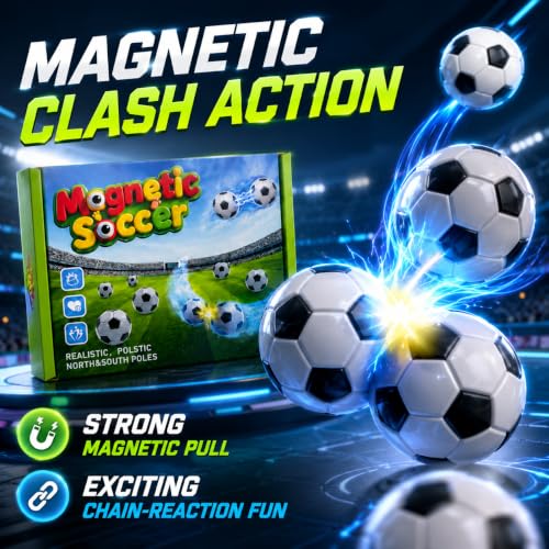 POSOUL 20 Balls Magnetic Game with String, Soccer-Themed Magnet Board Set | Portable Tabletop Strategy Toy for Parties, Travel and Camping, Gift for Kids Ages 3+ and Adults