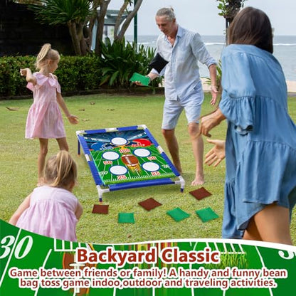 Gemscream Football Bean Bag Toss Games with 6 Bean Bags Portable PVC Framed Cornhole Game Set for Family Holiday Birthday Party
