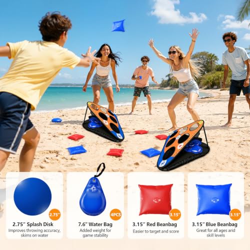 Pool Cornhole Board Set, Pool Corn Hole Game Floating | Swimming Pool Games for Adults and Family, Cool Summer Party Gift for Teen, Portable and Easy Setup Beach Toys